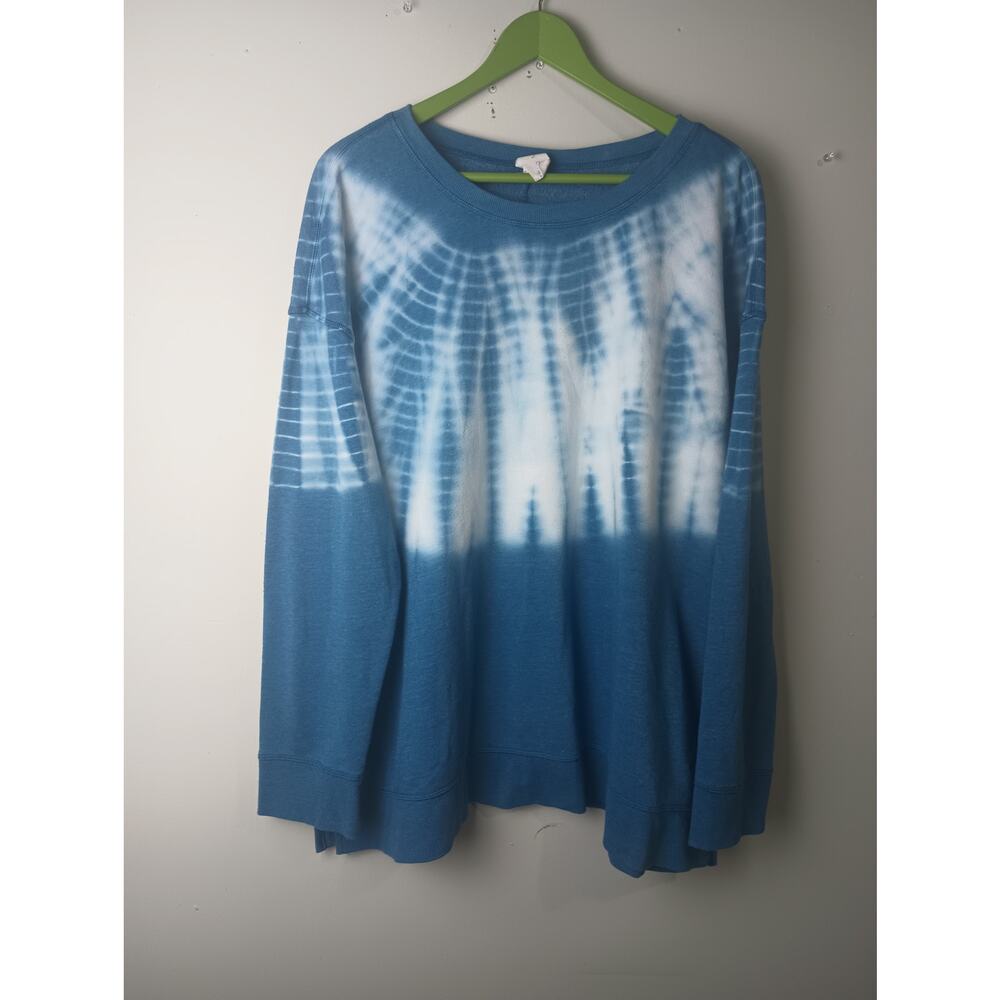 Livi Women's Tie Dye Blue Sweatshirt 18/20‎ Pull Over Crewneck Cozy Cotton